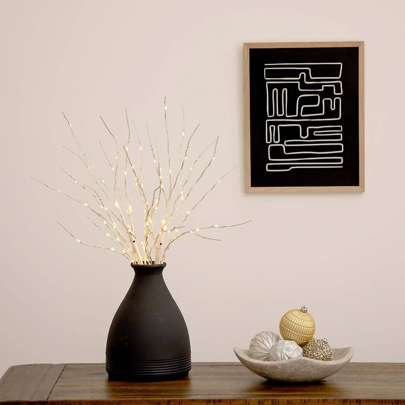 2 Pack 24in. Pre-Lit Artificial White Birch Branches, Warm White LED Lights