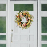 24" Rose, Dogwood & Daisy Floral Spring Wreath