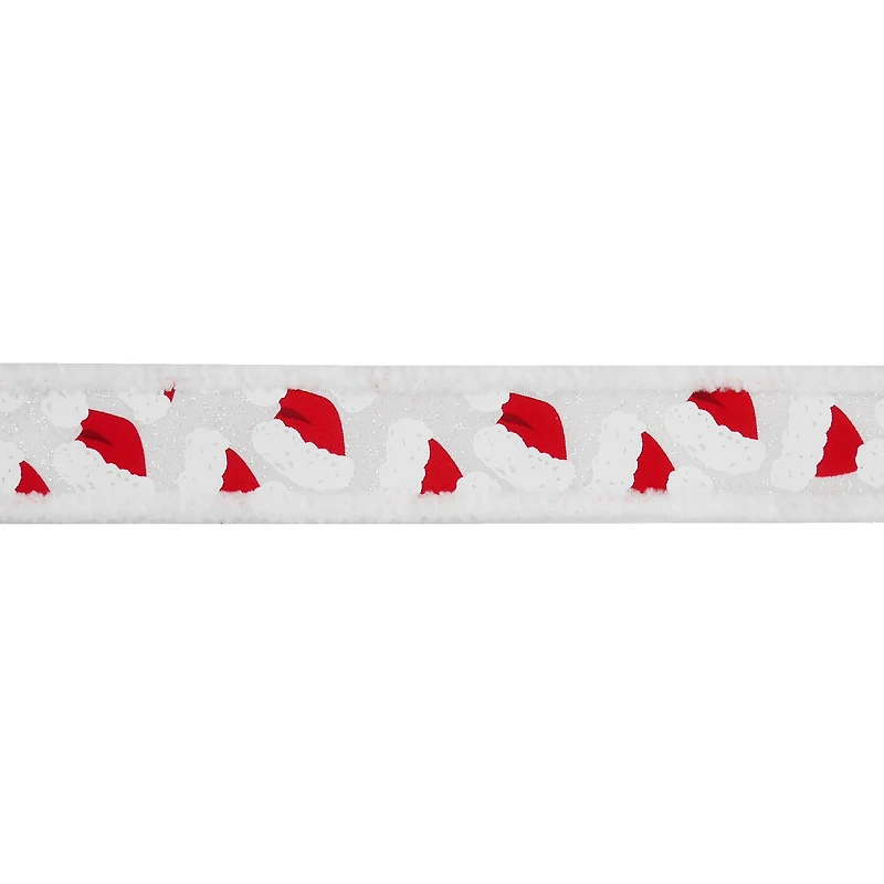 1.5" x 15ft. Santa Hats with Fur Edges Wired Ribbon by Celebrate It®