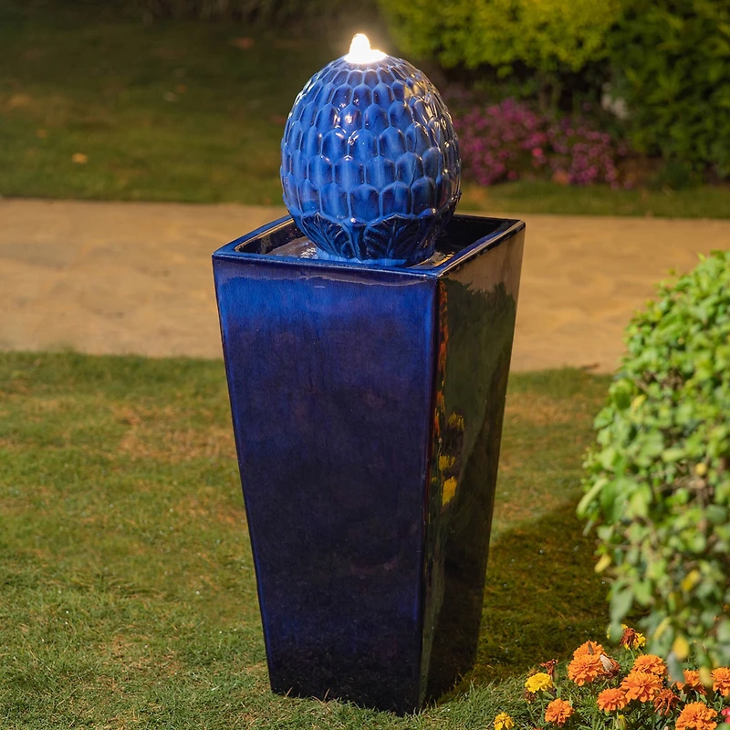 Glitzhome® 36" LED Artichoke Pedestal Ceramic Fountain