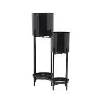 Black Contemporary Planter, Set of 2" 24", 32"