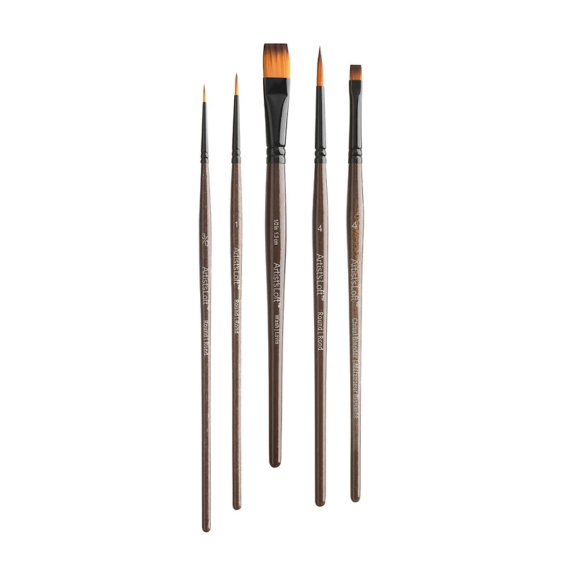 Golden Synthetic Acrylic 5 Piece Round & Wash Brush Set by Artist's Loft™