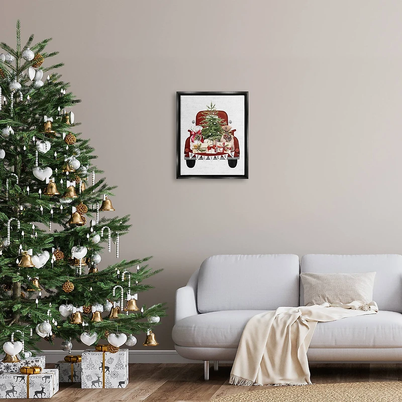 Stupell Industries Believe Seasonal Christmas Truck Framed Floater Canvas Wall Art