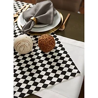Black and Cream Harlequin Print Table Topper 40" x 40"