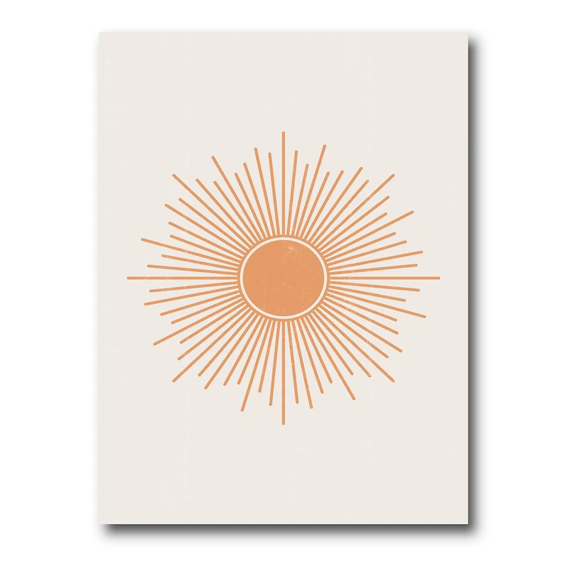 Designart - Minimalist Bright Shining Orange Sun Rays III