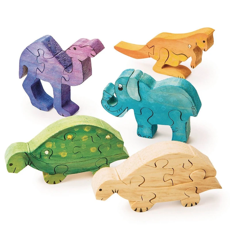 S&S Worldwide® Unfinished Wooden Safari Animal Puzzles, 12ct.