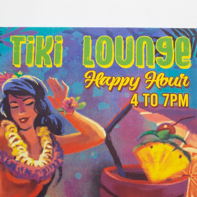 Tiki Lounge Sign Outdoor Canvas Art Print - 24"x36"