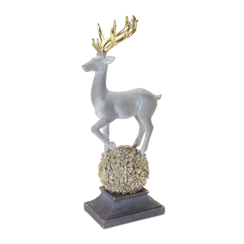 14" Winter Deer Figurine on Orb