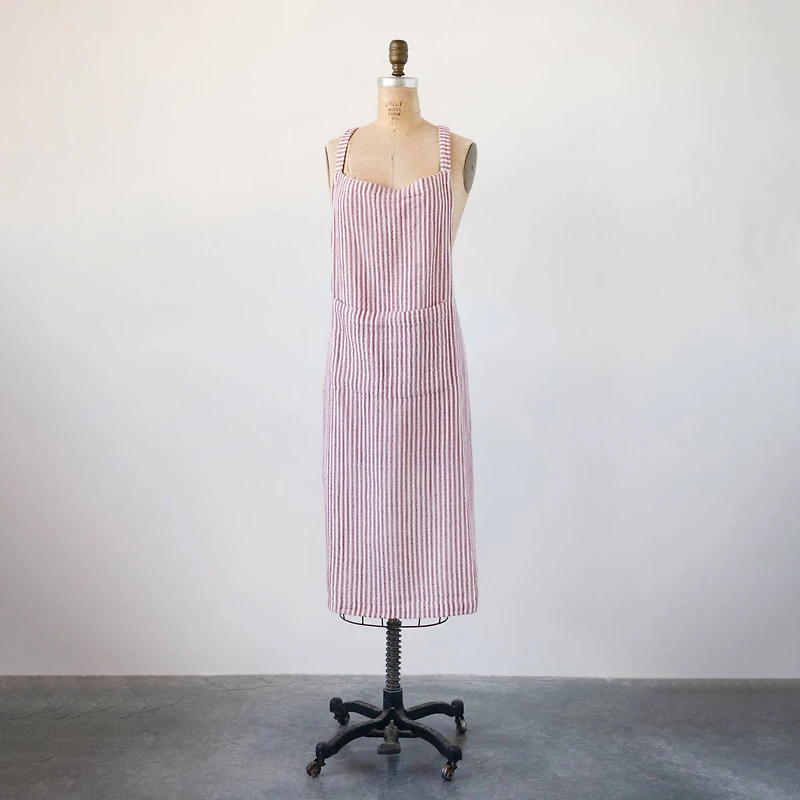 Hello Honey® 38" Red & White Woven Cotton Striped Apron