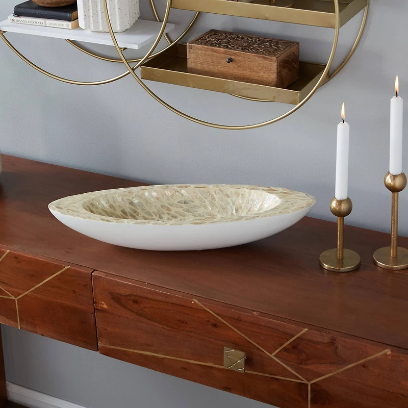 White Mother of Pearl Coastal Tray