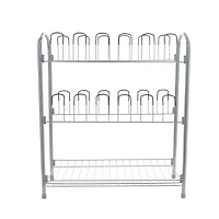 Organize It All 12 Pair Floor Shoe Rack With Shelf