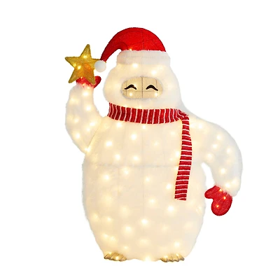 Glitzhome® 42"H Lighted Christmas 3D Fabric Yeti Outdoor Decor
