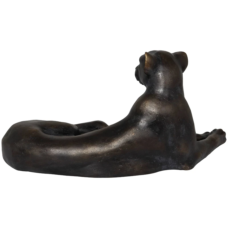 13" Black Laying Leopard Sculpture