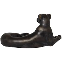 13" Black Laying Leopard Sculpture