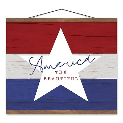 America the Beautiful Teak Hanging Canvas