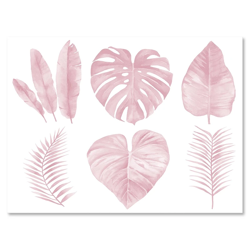 Designart - Tropical Pink Watercolour Leaves I