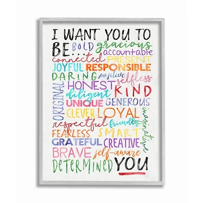 Stupell Industries White with Multicolored I Want You To Be Inspirational Quote Framed Wall Art
