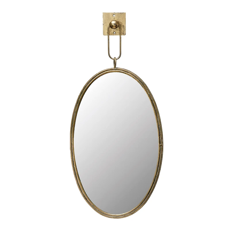 Hello Honey® Antique Gold Oval Metal Wall Mirror with Bracket