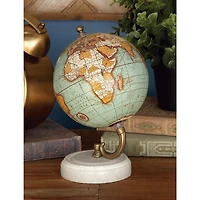 8" Aquamarine Marble & Wood Modern Globe