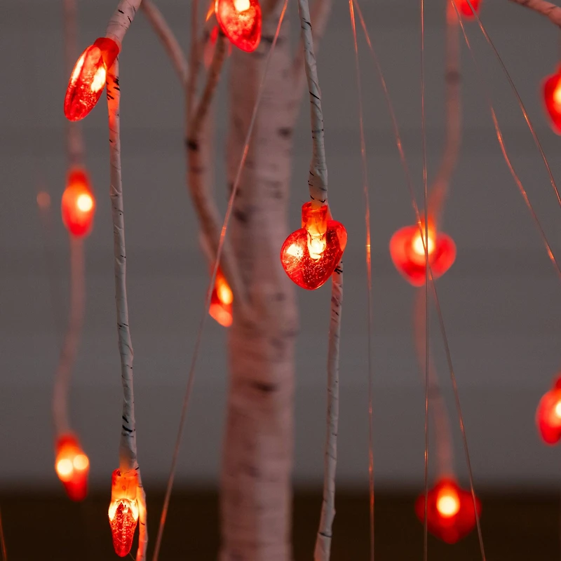 4ft. Pre-Lit Artificial Valentine's Day Willow Tree with 48 Heart Shaped LED Lights