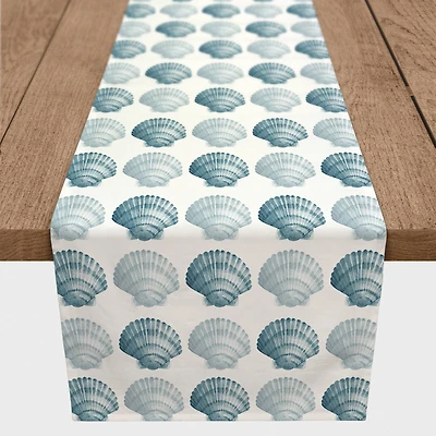 Blue Seashells Twill Table Runner