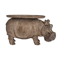 Hello Honey® 16.75" Gray Decorative Hippo Pedestal with Distressed Finish