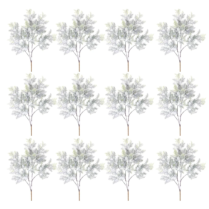 White Flocked Cedar Branch, 12ct.