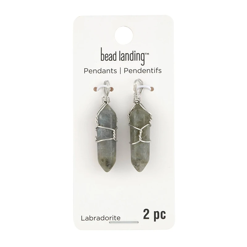 Gray Labradorite Prism Pendants, 2ct. by Bead Landing™