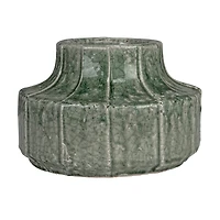 Hello Honey® 9" Green Crackle Glaze Terra Cotta Vase Planter with Embossed Lines