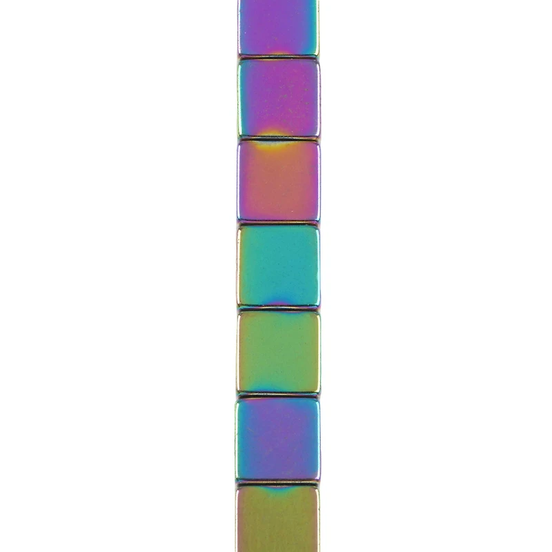 Rainbow Reconstituted Hematite Cube Beads by Bead Landing