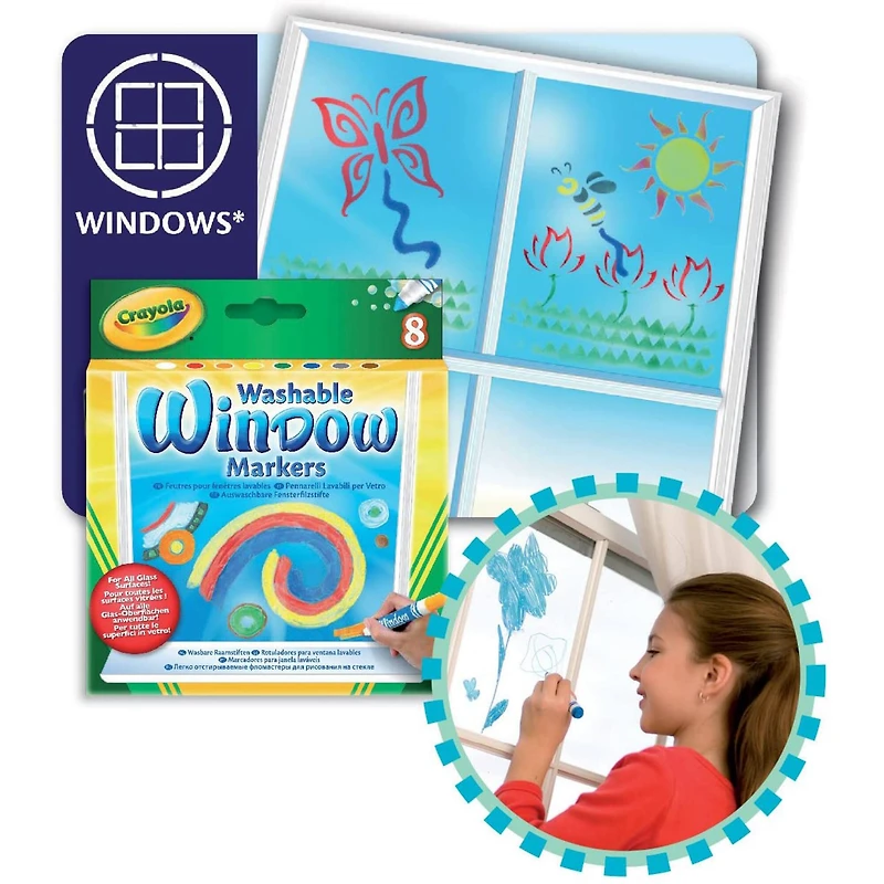 12 Packs: 8 ct. (96 total) Crayola Washable Window Markers