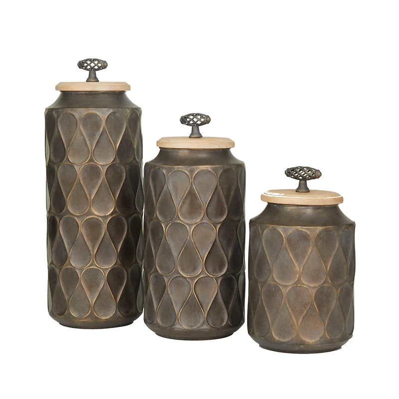 Black Traditional Decorative Jars, Set of 3" 16", 13", 10"
