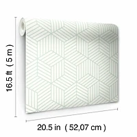 RoomMates Striped Green & White Hexagon Peel & Stick Wallpaper