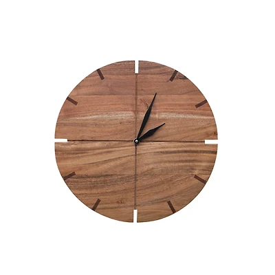 Hello Honey® Natural & Black Round Acacia Wood Wall Clock