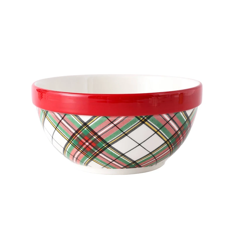 8" Green & Red Plaid Ceramic Bowl by Ashland®