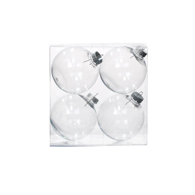 4 Pack 4" Clear DIY Plastic Ball Ornaments by Make Market®