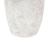 16.5" White Antique-Style Textured Ceramic Vase with and Handles