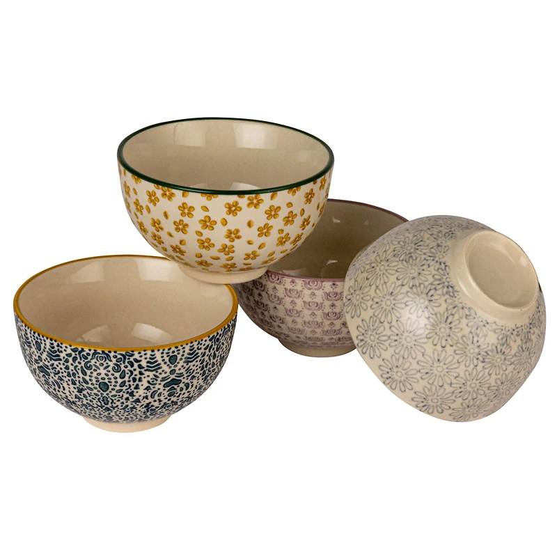 Hello Honey® 4.5" Floral Mosaic Stoneware Bowl Set