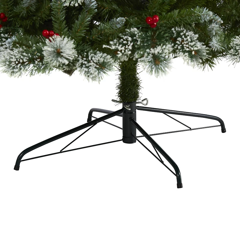 9ft. Pre-Lit Frosted Swiss Pine & Berries Artificial Christmas Tree with Clear LED Lights