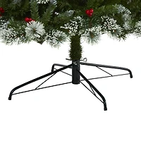 9ft. Pre-Lit Frosted Swiss Pine & Berries Artificial Christmas Tree with Clear LED Lights