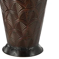 Dark Brown Metal Tall Vase Set with Geometric Designs
