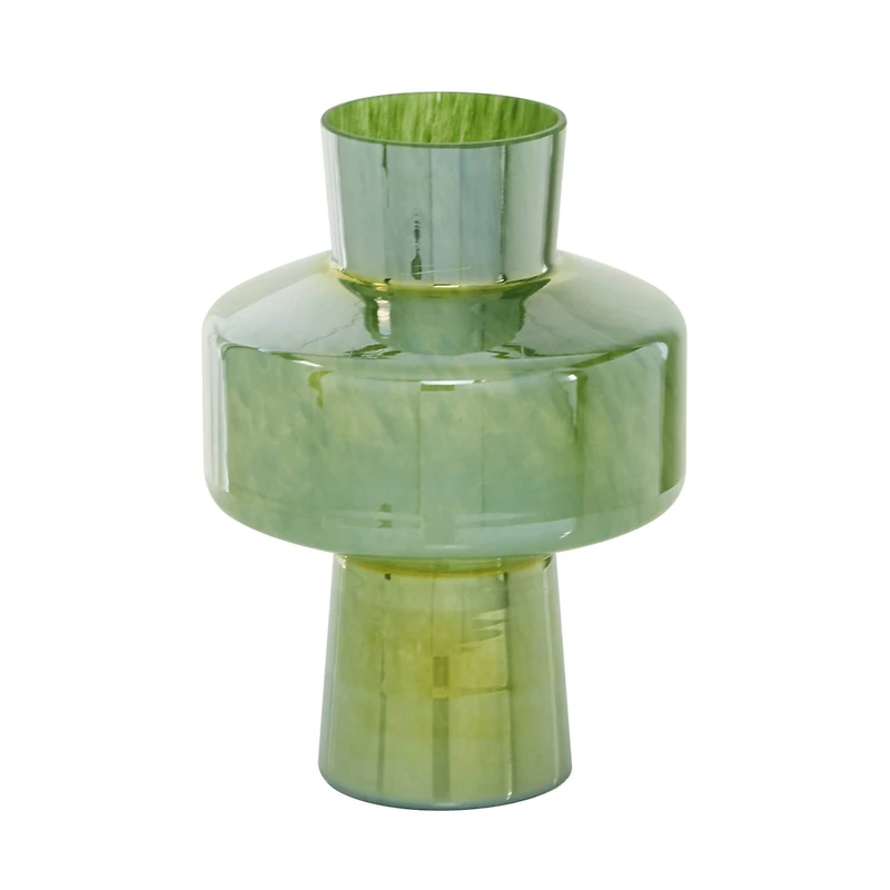 The Novogratz 13" Green Modern Glass Vase