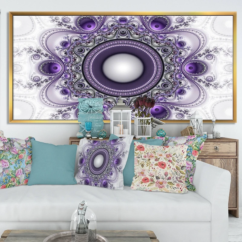 Designart - Purple Fractal Pattern with Circles