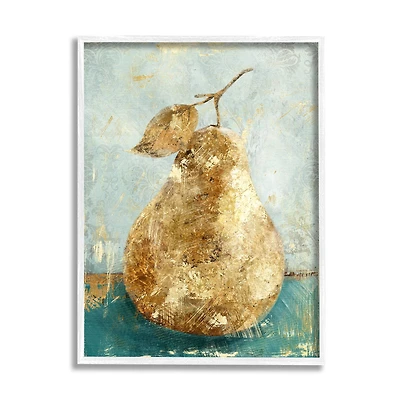 Stupell Industries Golden Pear Painting Wall Art in White Frame