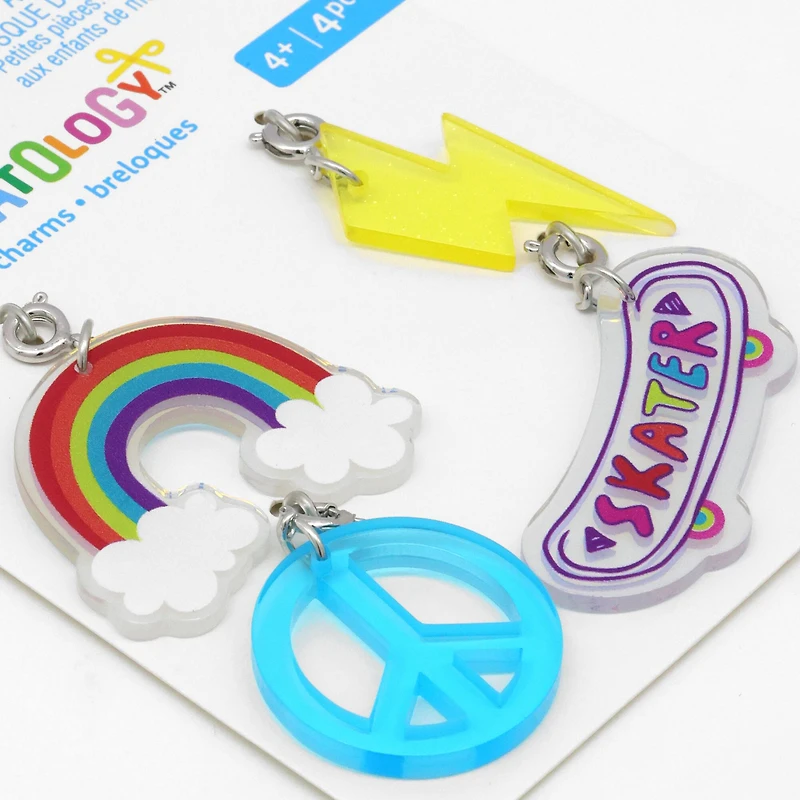 Rainbow, Bolt, Peace Sign & Skateboard Charms by Creatology™
