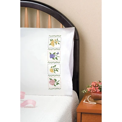 Tobin Flower Patch Stamped For Embroidery Pillowcase Set