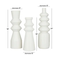 White Stoneware Contemporary Vase, Set of 3" 16",17"