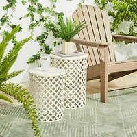 Glitzhome® Multi-Functional Metal White Garden Stool Set