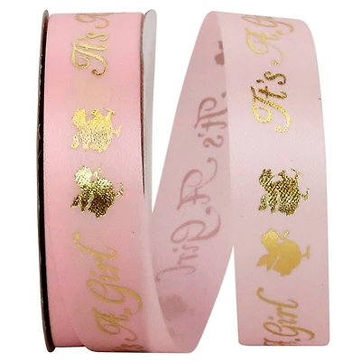 JAM Paper 7/8" x 25yd. It's A Girl Ribbon