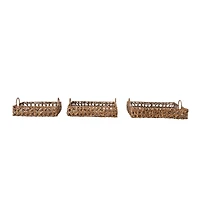 Hello Honey® Natural Square Hand-Woven Rattan Trays with Handles